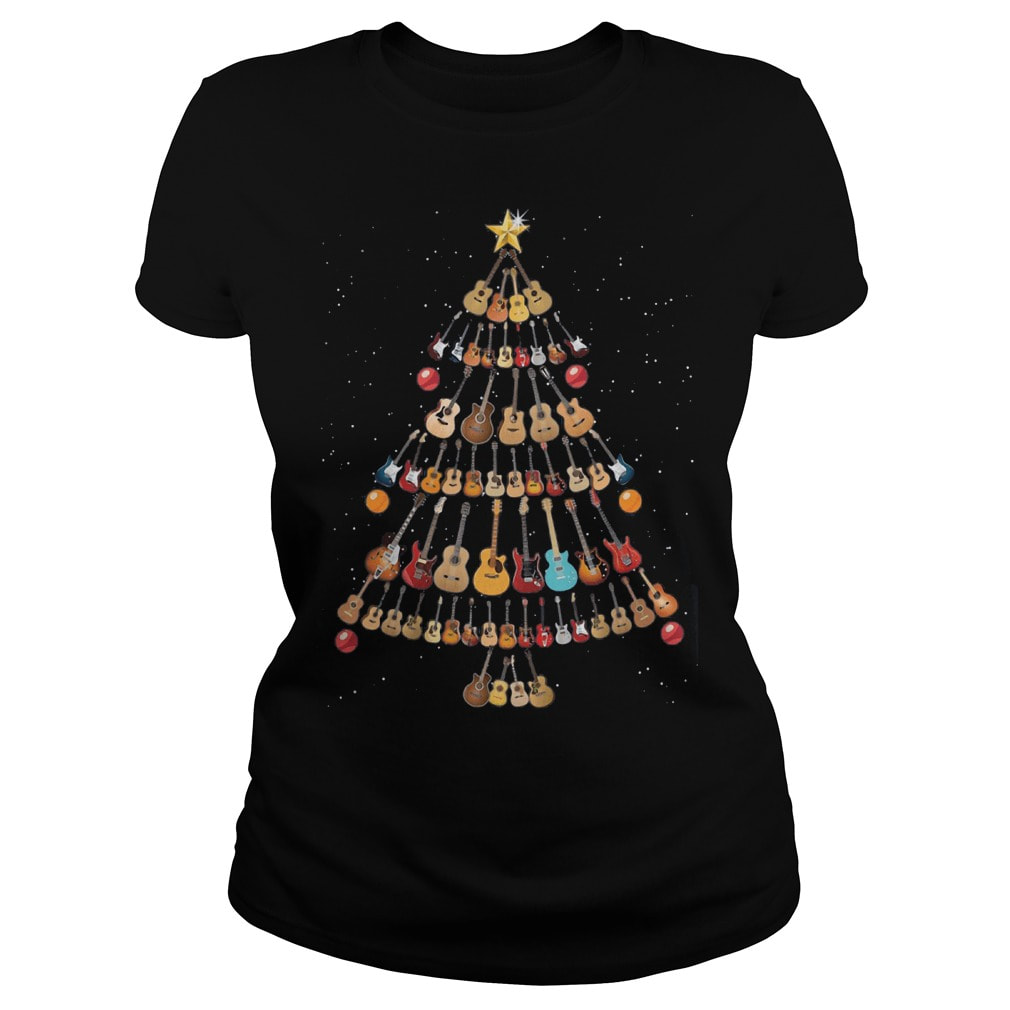 Guitar Christmas Tree Ladies Shirt