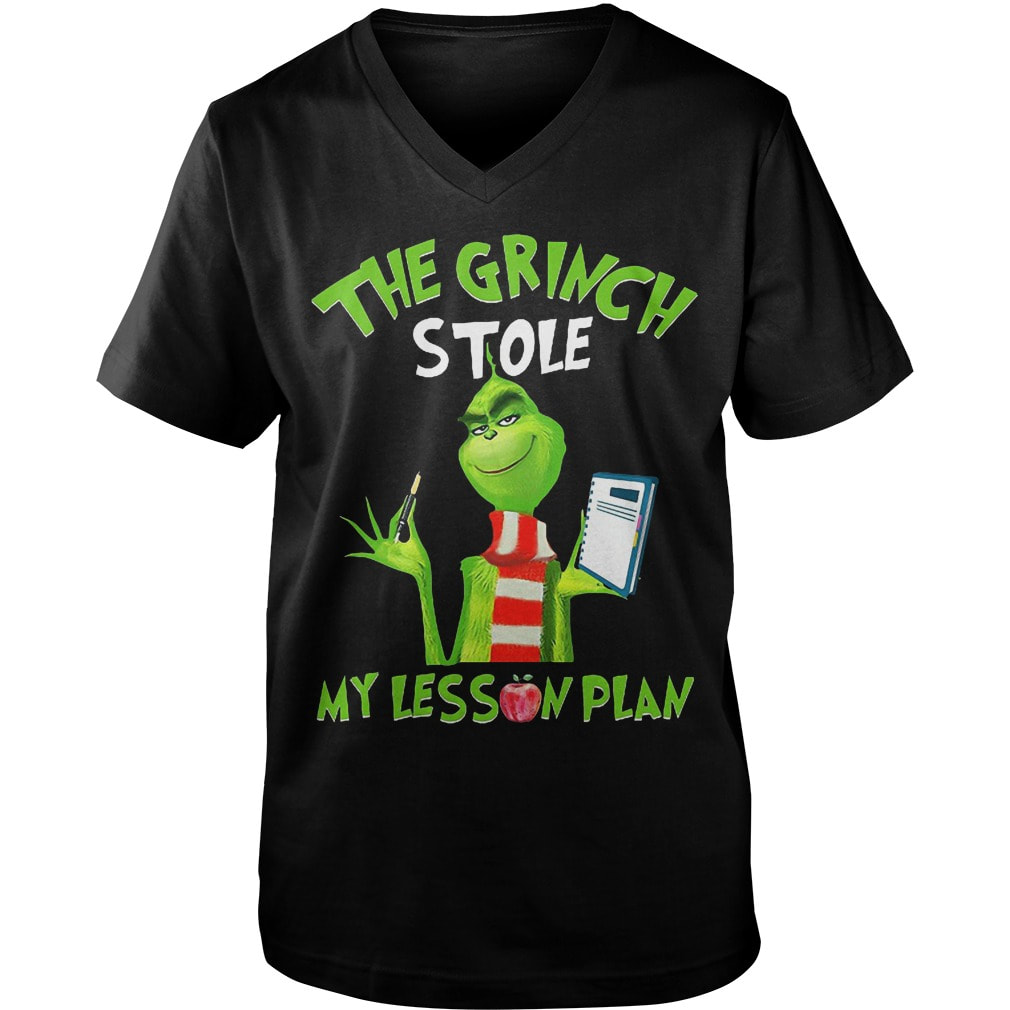The Grinch Stole My Lesson Plan Guys V-neck Shirt